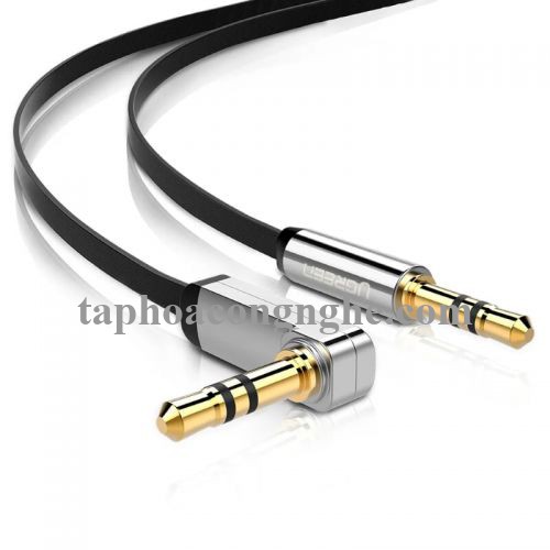 Ugreen 10728 3M màu Đen Cáp âm thanh 2 đầu 3.5mm dương đầu vuông góc mạ vàng AV119 30010728